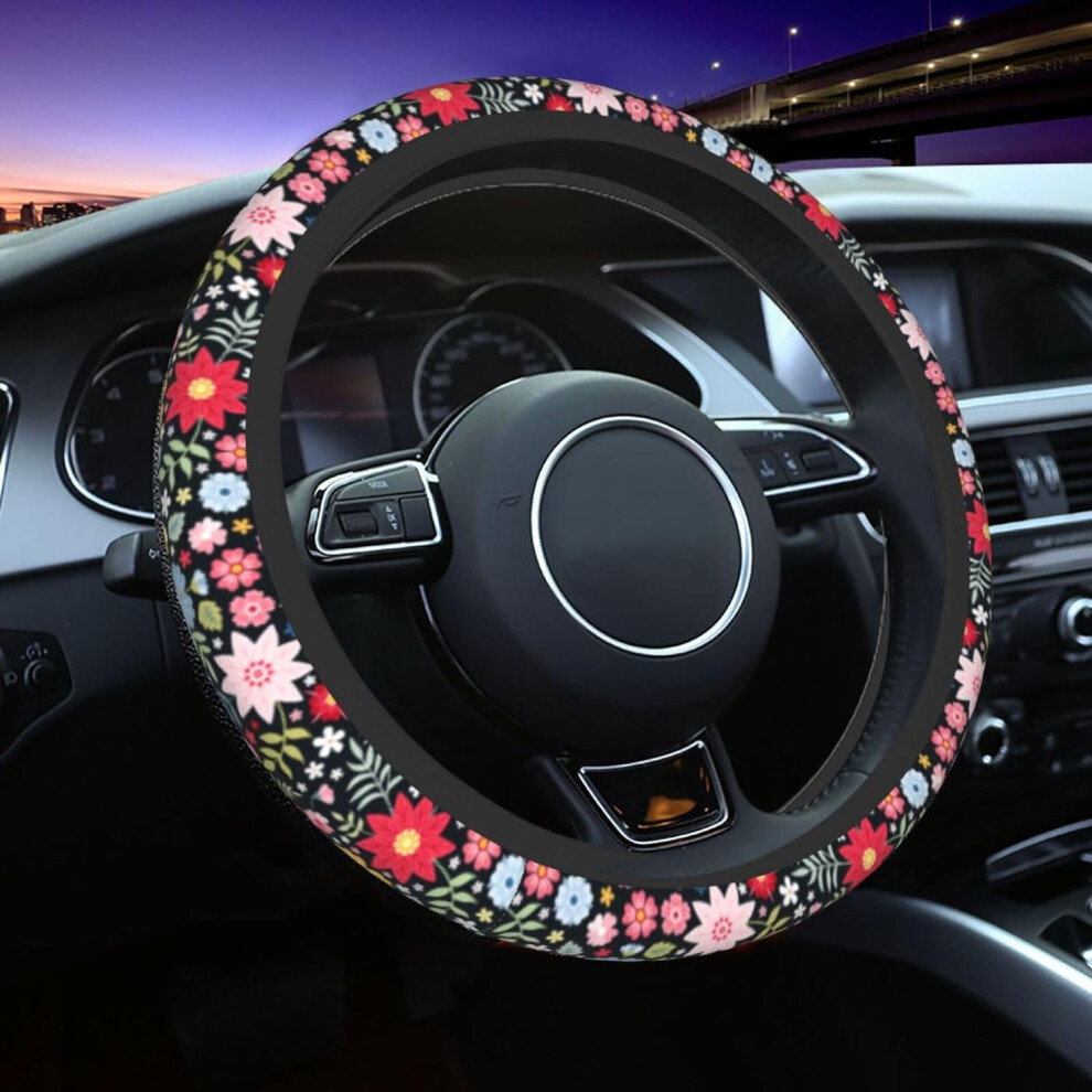 Cute 15" Flower Steering Wheel Cover, Neoprene Anti-Slip Floral Grip Wrap Â Compatible With Most Cars, Trucks & Suvs 9425574060440