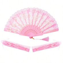 30 stuks roze rozenkant bloemen opvouwbare handwaaiers, Chinese retro opvouwbare waaiers, bruidsdansaccessoires, kerkelijke huwelijksfeestbedankjes