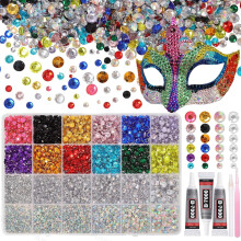 26.000 unidades de strass coloridos com parte traseira plana de 2 a 6 mm
