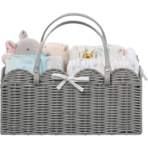 Cestino organizer in vimini di plastica per pannolini per bambini con