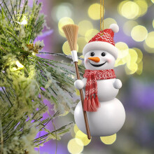 Ornamento natalizio unico a forma di pupazzo di neve in acrilico da appendere all'albero di Natale, decorazione festiva per la casa.