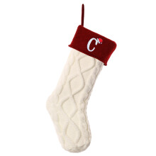 18 inch gebreide kerstsok met geborduurd monogram