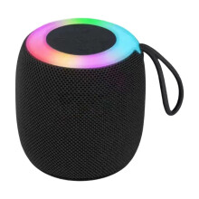 Čierny Bluetooth reproduktor, prenosný mini subwoofer, 9x8,5x8,5 cm