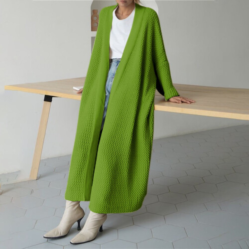 Strickcardigan für Damen, hellgrün, lang, bequem, herbstlich, modisch