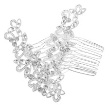 pettini per capelli da sposa con strass, argento, con design floreale, eleganti accessori per capelli da matrimonio