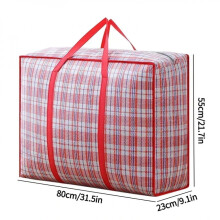 Sac tissé à rayures grande capacité pour ranger vêtements, couettes, couvertures, bagages, emballage, sac fourre-tout à fermeture éclair,