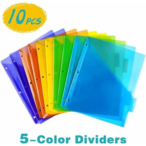 Plastic Binder Dividers with One Front Pocket and Tab Binder Divider for 3 Ring Binder, Multicolor, 10 Pack 1