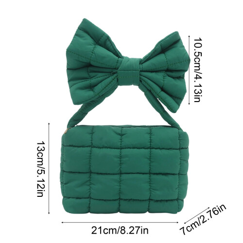 Pleated Bow Crossbody Bag for Women, Soft Polyester, 2