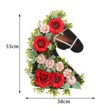 Front Door Wreath Eye Catching Horse Shaped Artificial Wreath Holiday Home Decorations Party Supplies Decoration