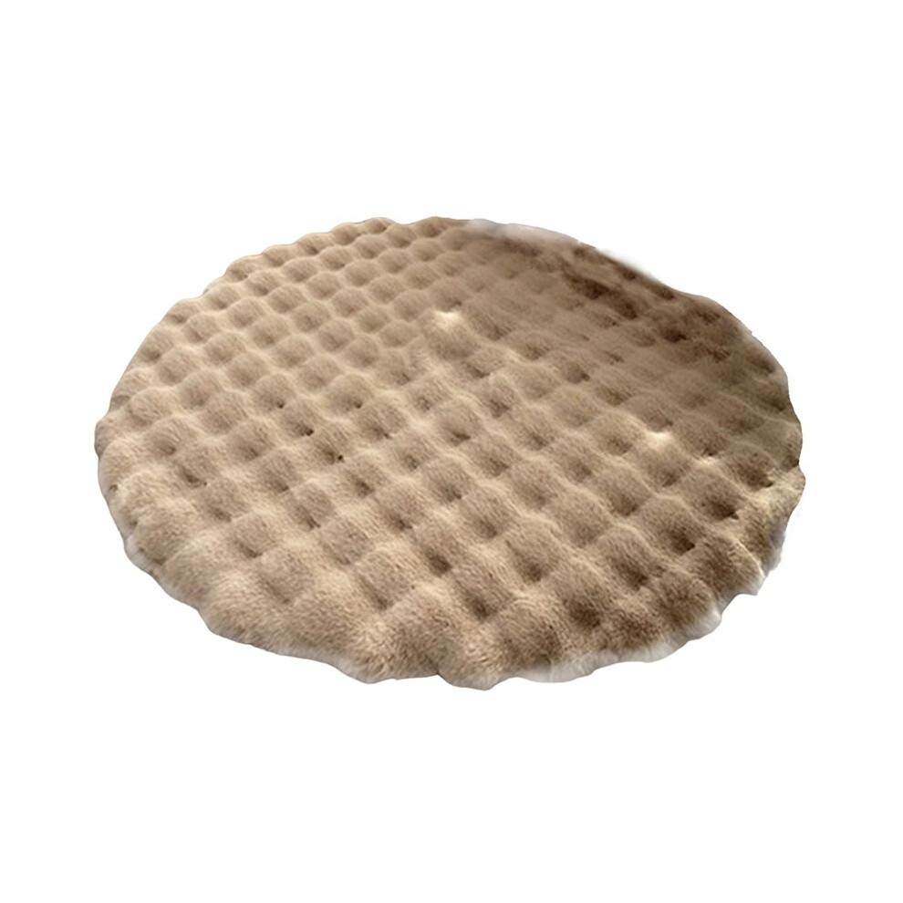 Round Carpets for Living Room Plush Floor Mat Soft Area Rugs Bedroom Bedside Fluffy Mat Rug Room Decor,Khaki,1X1M