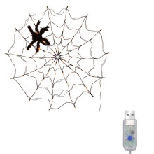 Halloween Decorations LED Lights Spider Web Decoration Wall Mesh Lights Remote Control Halloween Atmosphere Lights A