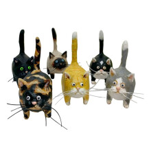 Tortoiseshell Cats Miniature Tail Erect Cats Ornament, Resin Christmas Ornament - Whimsical Funny Hanging Statue