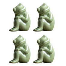 4 Stück Frosch-Ornamente, Kleiner Keramik-Frosch, Dekorativer Teetisch, Schreibtisch, Teebevorzugung, Teespieler-Dekoration, Einrichtung, B