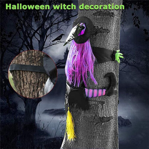 DecoraçõEs de Halloween de Bruxa Quebrada de 53 Polegadas, Bruxa Batendo Na áRvore, AdereçOs de Bruxa Quebrados para Varanda 2
