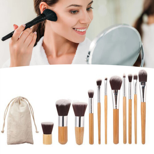 Premium Makeup Brush Set 11 Pcs Fine Workmanship with Cloth Storage Bag 2