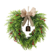 Guirlanda festiva com frutos vermelhos para porta de entrada, decoração de interiores e exteriores, arranjo de folhagens para celebrações