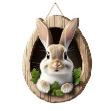 30 cm großes Osterschild aus Holz – Buntes Hasenmotiv, rund, Wand-/Türdekoration, Osterbastelidee, Frühlingsdekoration, passend zu Ostern