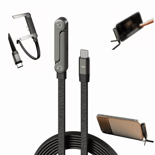 USB-C til USB-C hurtigladekabel 240 W med sammenleggbart stativ