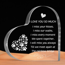 Pet Loss Memorial Gift – Heart-Shaped Acrylic Remembrance Sign for Dog or Cat, Sympathy Condolence Decor for Desk or Shelf