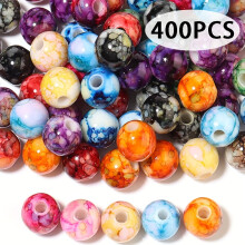 300/400/500/600 stk. 8 mm sprukne akryl løse avstandsperler, brukes til å lage håndlagde DIY-perler, armbånd, øredobber, halskjede, nøkkelring,
