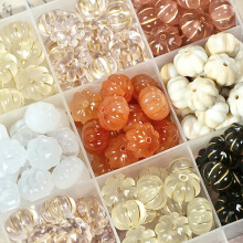 50 piezas de cuentas de calabaza de vidrio de 11 mm: cuentas espaciadoras transparentes y opacas para joyería DIY, pinzas para el cabello, cadenas