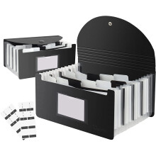 Organizer na paragony, 13 kieszeni, rozszerzany organizer na rachunki i kupony z etykietami – Rainbow Desk Organizer for Business (2 sztuki, Piano)
