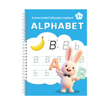 Caderno de Caligrafia Magic Groove – Caderno reutilizável para traçar números, letras e animais, encadernação em espiral, 18,5 cm x 26 cm