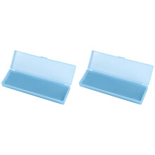 2 stk. gjennomsiktig plastpennal med hengslet lokk og trykknapplukking, 17,5 x 5 cm, blå – kompatibel med hjem/kontor/klasserom