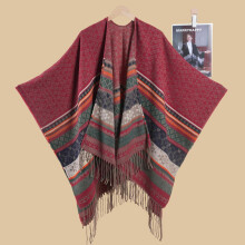 Women's Scarf Shawl Colorful Split-Design Shawl Autumn Winter Outdoor Travel Camping Warm Cape Versatile for Multiple Outdoor