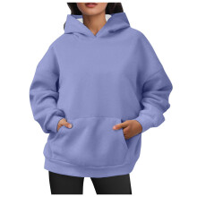 Dameshoodies, oversized sweatshirts, pullover hoodies, fluwelen truien met lange mouwen en zakken voor gezellige winter- en herfstoutfits, Z02 Paars,
