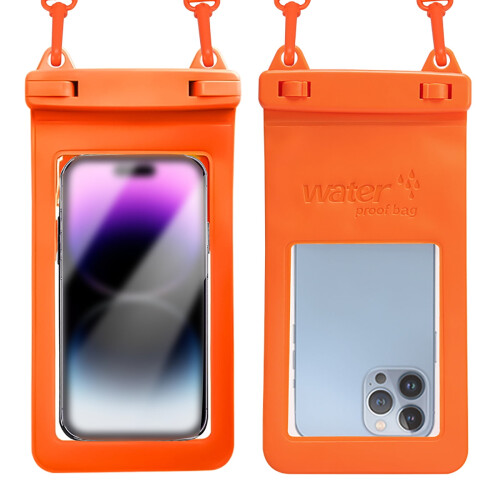 Capa universal impermeável para celulares de até 7 polegadas, capa transparente para tela sensível ao toque com cordão – compatível com todos 2