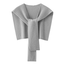 Xale feminino estilo poncho, cardigã aberto na frente, pashmina para outono/inverno, cor cinza claro, tamanho único.
