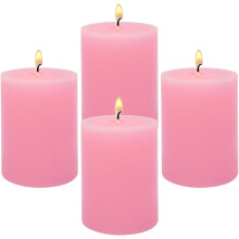 NestE 2x3" Pink Pillar Candles, Unscented Dripless Flat Top, 24H Burn, for Dinner Table, Wedding, Christmas, Valentine's, Spa & Church – 4 Pack