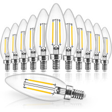 Ampoule E12 candélabre 4 W, 450 lm, blanc chaud 3000 K, dimmable, IRC 90+, culot B10, certifiée UL, lot de 12