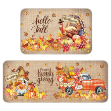 Ensemble de tapis de cuisine Thanksgiving, tapis de cuisine avec lettres citrouille, coussin lavable, ensemble de tapis de cuisine confortable
