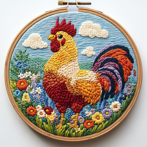 Punch Needle Embroidery Kit with Hoop and Stamped Pattern -