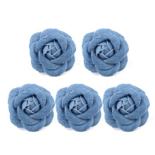 Lot of 5 Cute Denim Flowers for DIY Clothing, Hats Decoration and Jewelry Making