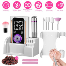 Portable 45000 RPM Cordless Nail Drill with 11 Bits, Waist Clip & Rechargeable—Compatible with Acrylic/Gel Polish Removal