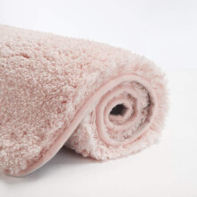 Tapis de bain antidérapant rose poudré (51 x 81 cm), tapis shaggy en microfibre absorbante, lavable en machine et épais et moelleux