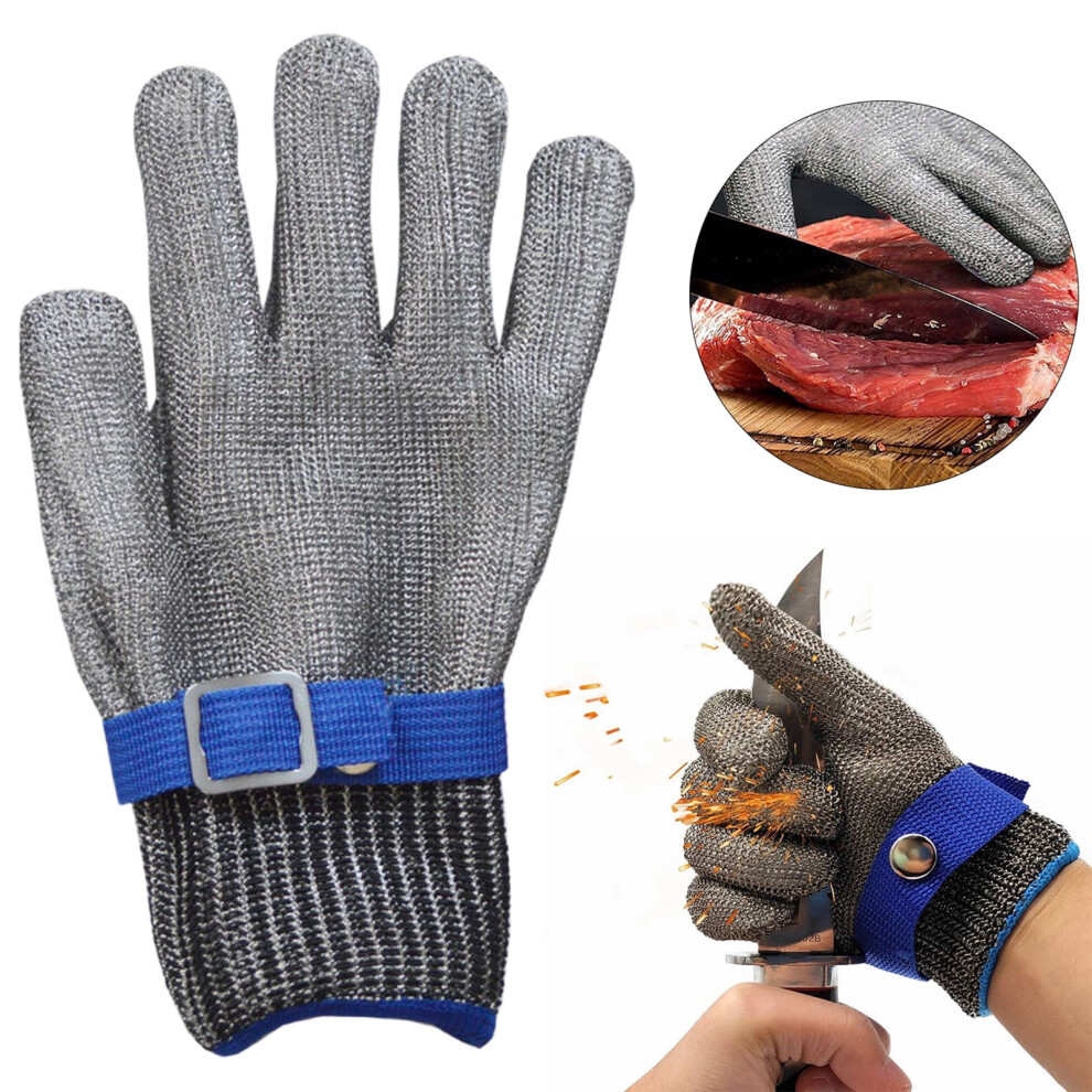 A9 Cut Glove Grade Stainless Wire Mesh Metal Gloves Cutting Gloves For Kitchen Meat Cutting Shucking Fish Fillet, Blue2 9071309977547