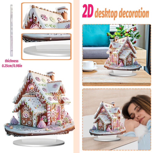 Akryl Candyland julelandsbyhus med sneeffekt