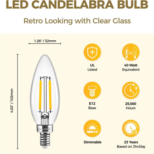 Ampoule LED E12 candélabre 4W 450lm 3000K Dimmable (lot de 12) 1