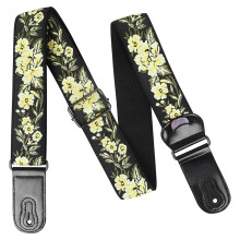 National Styles Guitar Strap with Pick Pockets Adjustable Cotton Shoulder Strap Leather Ends Guitar Straps