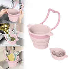 Hanging Silicone Sink Basket Storage Rack Non Perforated for Kitchen Faucet Blue Green Foldable