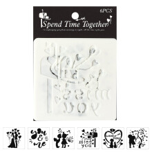 6 Pcs Heart Drawing Templates PET Couple Stencils Painting Stencils For DIY School Projects And Creative Journaling