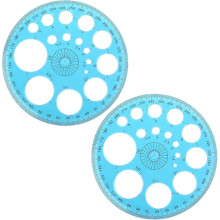 360 Circular Protractor & Circle Template (2PCS, 4.52 in, Random Color) – Plastic Geometric Ruler for Drafting & Drawing