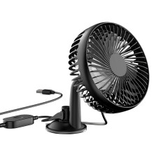 Ventilador de refrigeración portátil para coche con USB, clip giratorio y 3 velocidades.