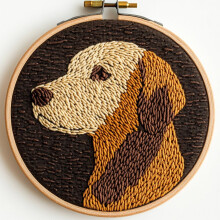 Yellow Labrador Punch Needle Kit for Beginners – DIY Embroidery Set with Printed Pattern, Hoop & Yarn (20x20cm), compatible with standard punch