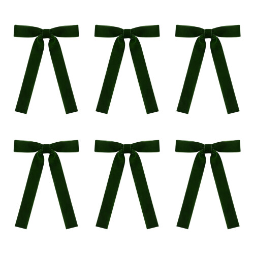 Set di fiocchi per albero di Natale in velluto, verde, 6 pezzi 1
