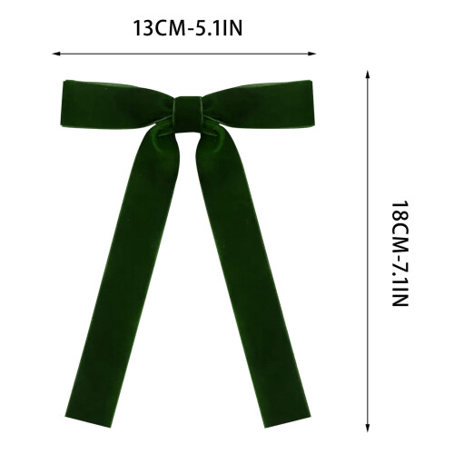 Set di fiocchi per albero di Natale in velluto, verde, 6 pezzi 2